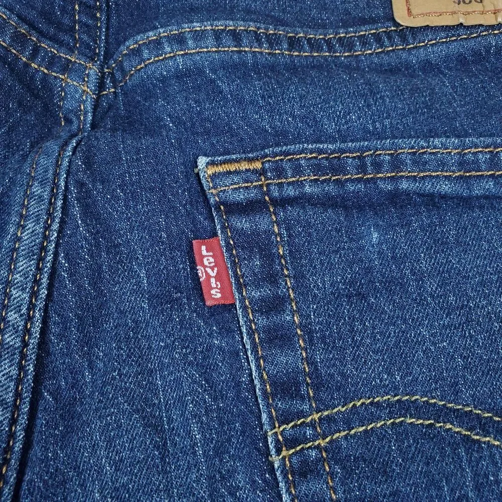 Levis 505 Jeans Mens 34x32 Blue Medium Wash Straight Stretch Zip Fly Denim